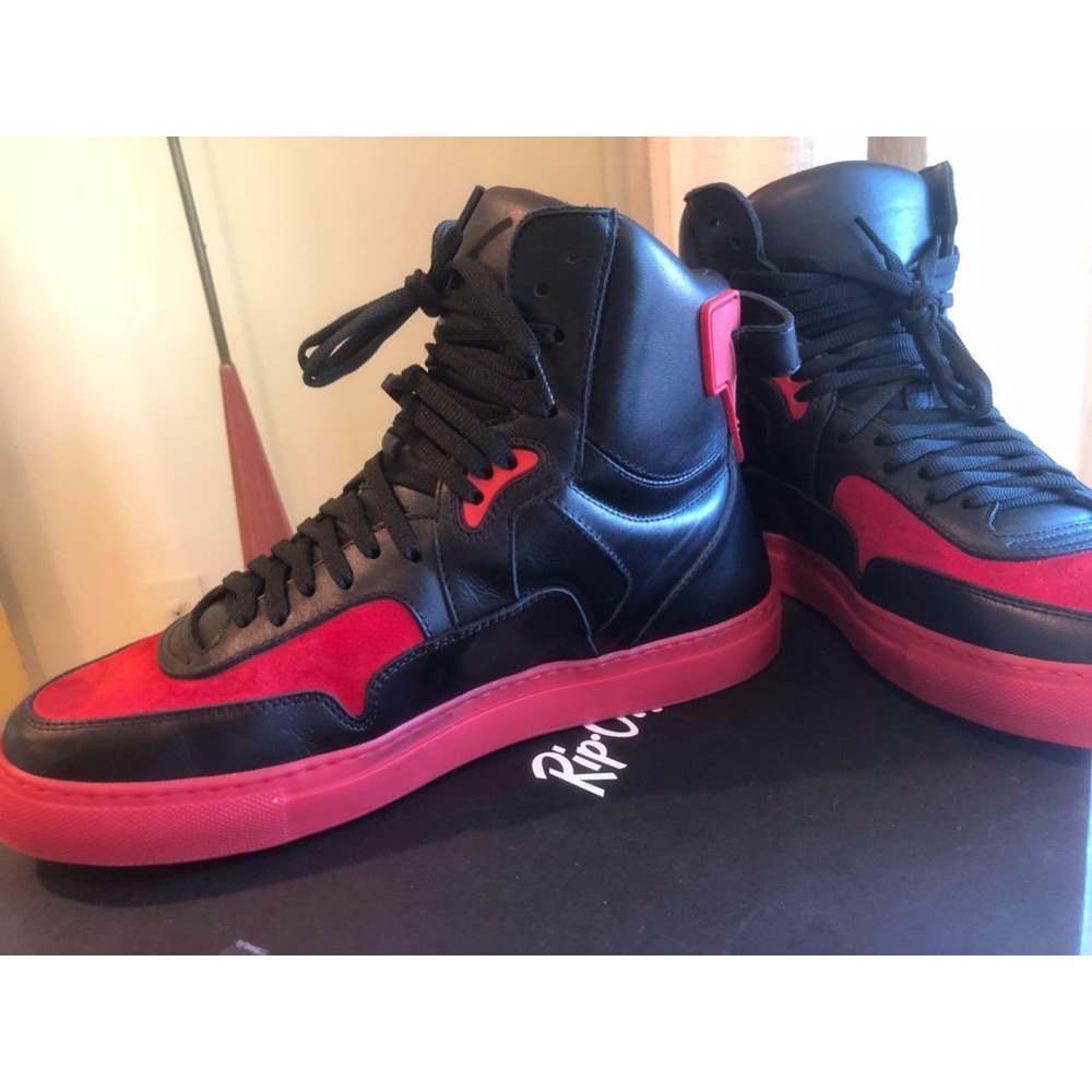 Rip-off Fabio Simone Type One High top leather sneaker shoe black/red Sz‎ US 7